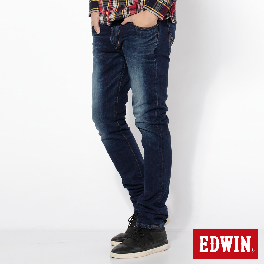 EDWIN 窄直筒 503NARROW牛仔褲-男-拔洗藍