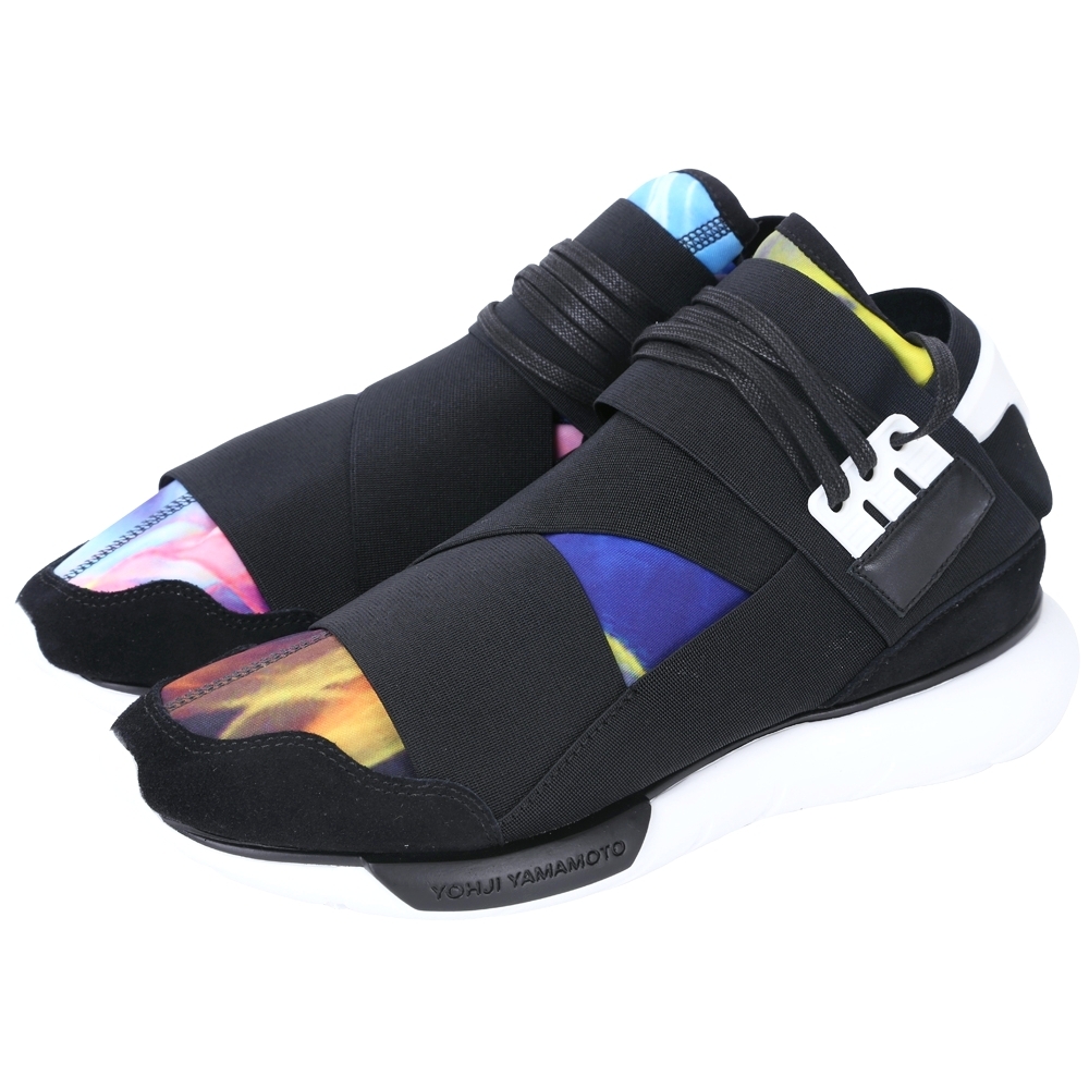 Y-3 QASA HIGH 渲彩拼接綁帶球鞋(黑色)