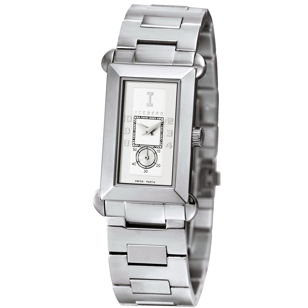 ICEBERG 舊愛新歡系列不鏽鋼錶帶腕錶-白/34mm