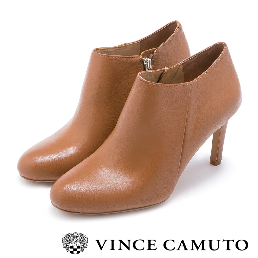 VINCE CAMUTO  時尚經典款 皮革質感中跟踝靴-棕色