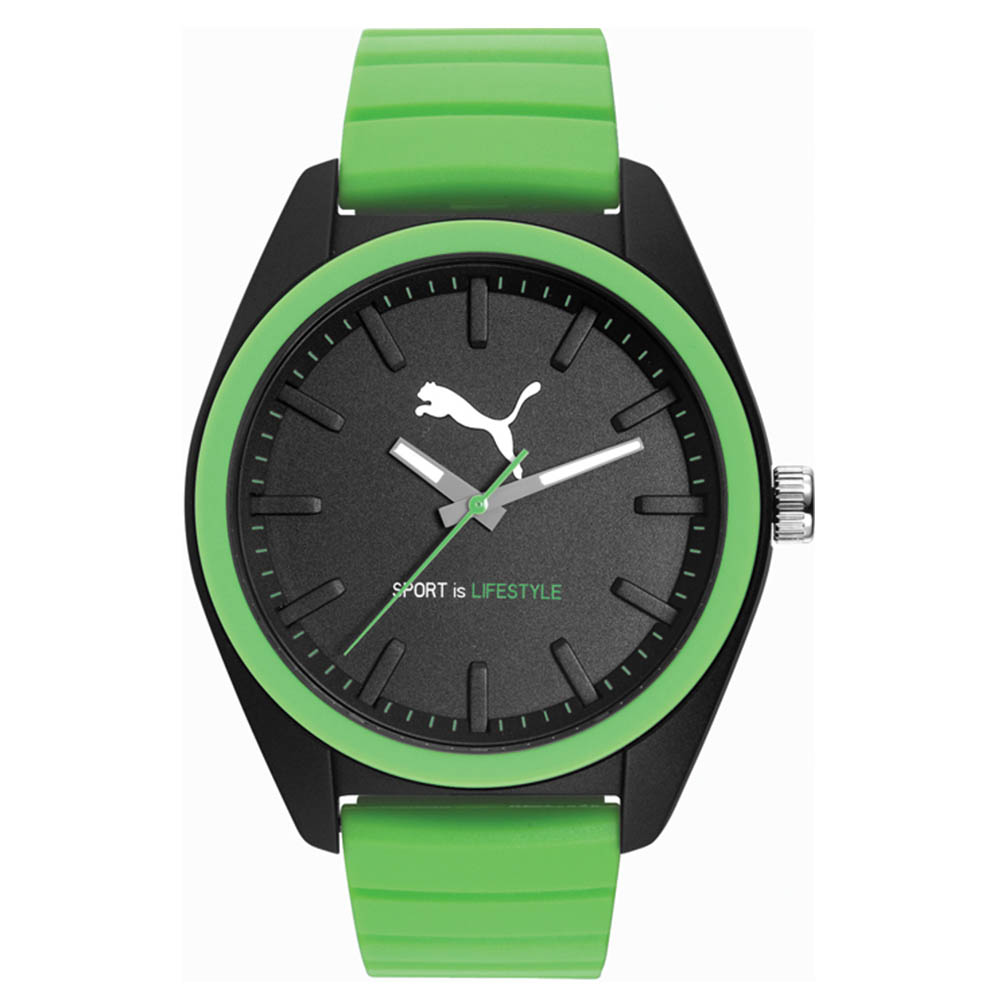 PUMA 跳躍非凡 PU錶帶 運動時尚腕錶-綠/44mm