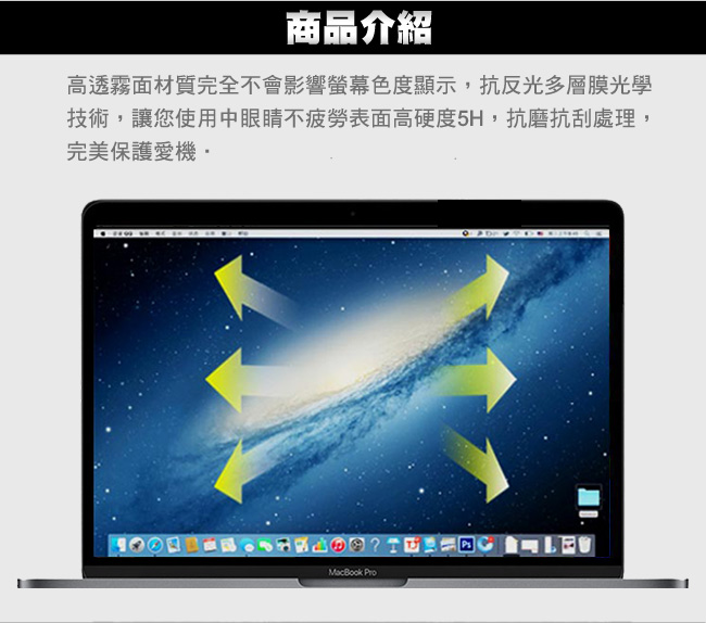 MacBook Pro Retina 15吋Touch bar 霧面高透5H螢幕保護貼