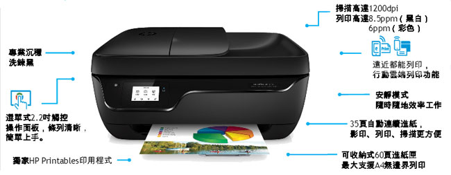 HP OfficeJet 3830 商用噴墨多功能事務機(Wifi/影印/列印/掃描/傳真)