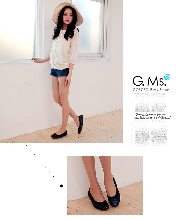 G.Ms.旅行女孩II-亮片鬆緊口可攜式軟Q娃娃鞋(附鞋袋)-高貴藍