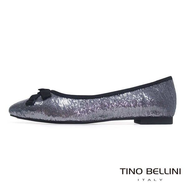 Tino Bellini 迷人細緻珠片平底娃娃鞋_銀灰