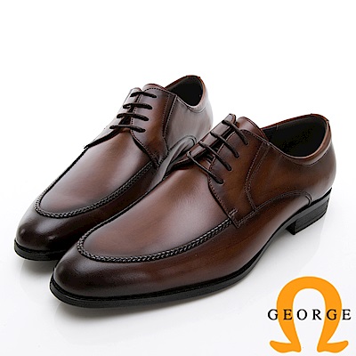 GEORGE 喬治-商務系列 圓頭立體楦頭紳士皮鞋-咖