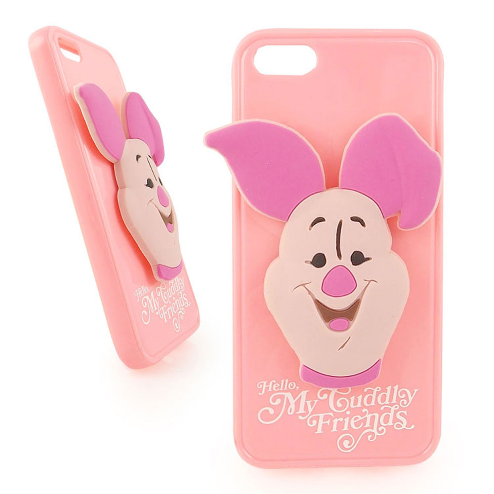 Disney iPhone 5/5S / SE 時尚大頭造型捲線保護套-維尼/小豬 product image 1