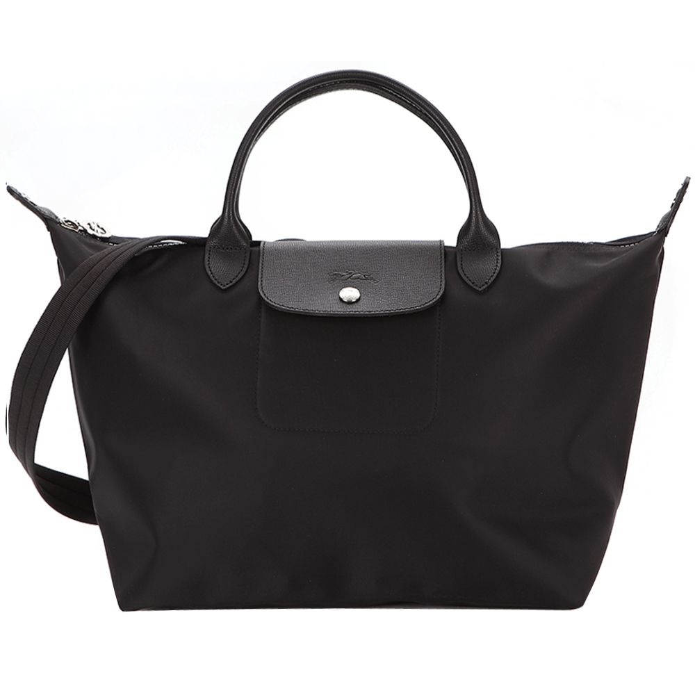 LONGCHAMP Le Pliage Neo系列尼龍短手提兩用水餃包(中/黑)