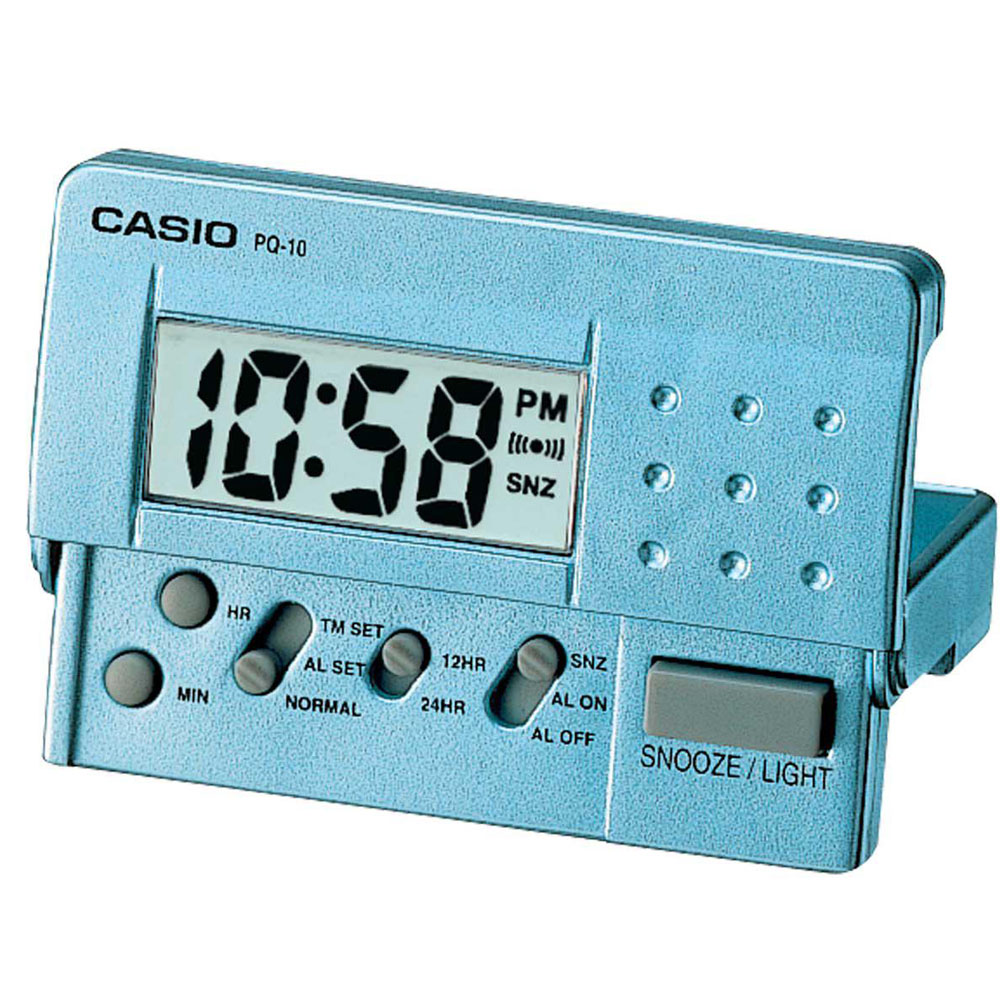 CASIO 輕巧隨身型數字電子鬧鐘PQ-10D-2(藍)