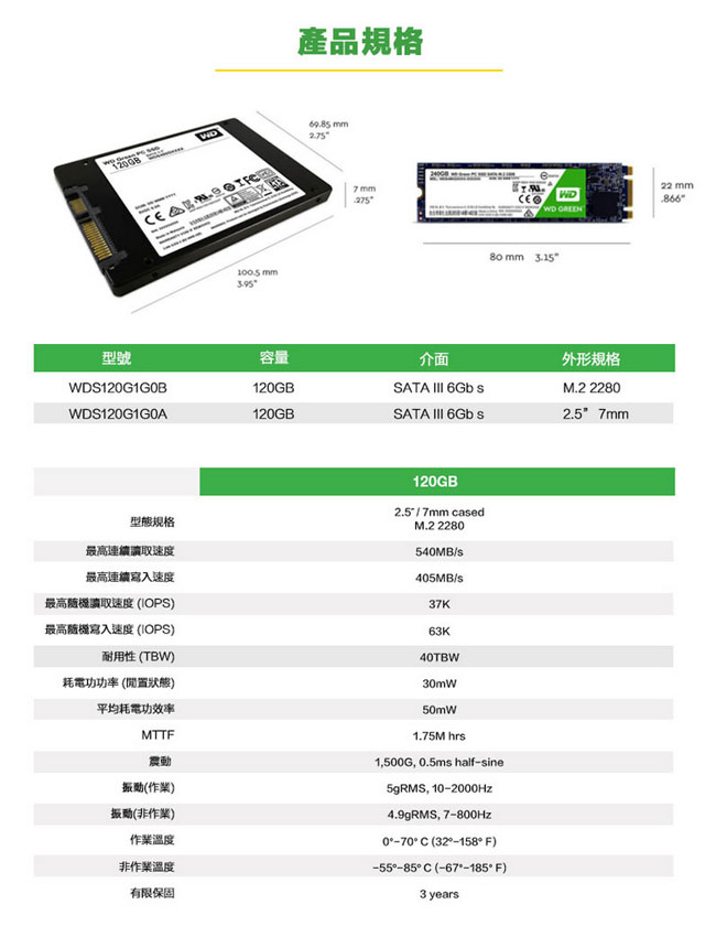 WD SSD 240GB M.2 2280 SATA 固態硬碟(綠標)