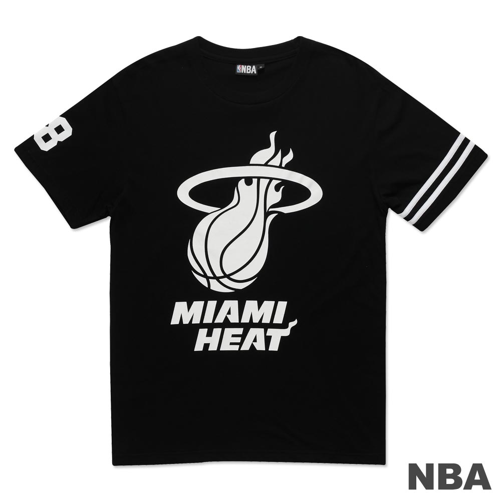 NBA-邁阿密熱火隊印花壓條短袖T恤-黑(男)