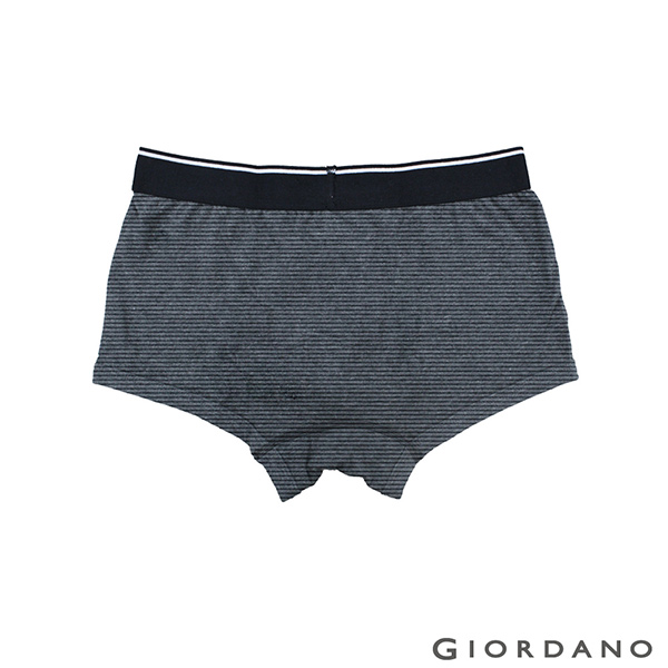 GIORDANO 男裝腰鬆緊無痕平底四角內褲- 20 標誌黑/灰條