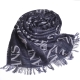 ARMANI JEANS 字母AJ LOGO高質感羊毛混棉質造型圍巾(灰/藍格) product thumbnail 1