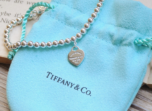 Tiffany&Co. Return to Tiffany 迷人愛心圓珠純銀手鍊 經典藍