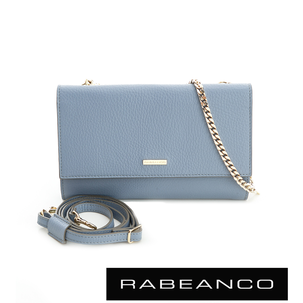 RABEANCO 迷時尚牛皮系列多卡層皮夾小包 淺藍