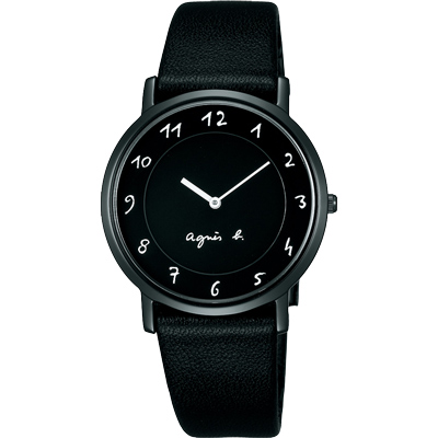 agnes b. 法式風情 簡約薄型腕錶(BG4002P1)-黑/33mm