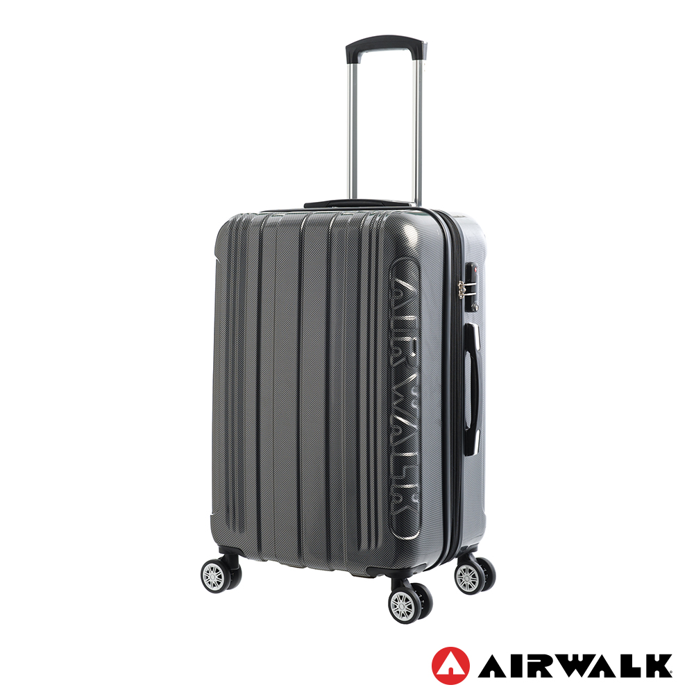 AIRWALK LUGGAGE - 品牌系列  碳纖直紋24吋拉鍊行李箱 - 洗鍊黑