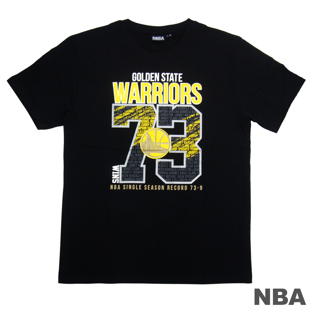 NBA-金州勇士隊73勝紀念印花T恤-黑 (男)