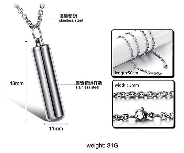 JINCHEN 白鋼瓶中信項鍊 銀色