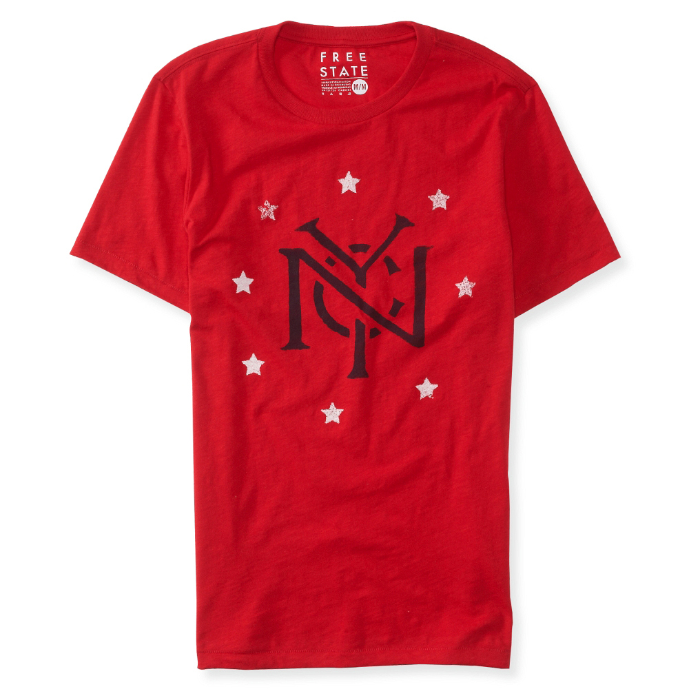AERO 男裝 紐約星星圖案短T恤(紅)