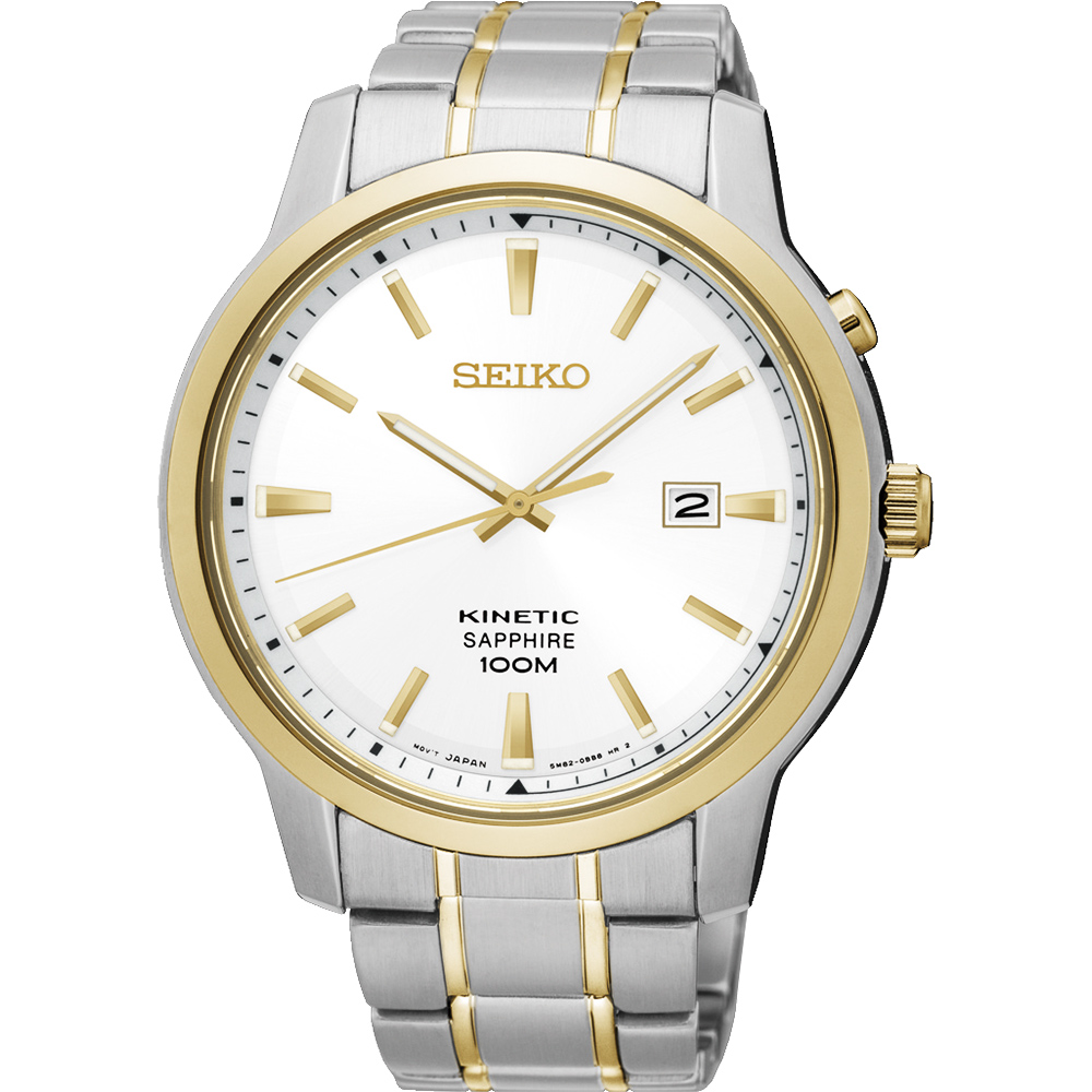 SEIKO KINETIC 紳士型男人動電能腕錶(SKA742P1)-銀x雙色/44mm