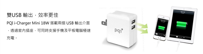 PQI i-Charger Mini 18W 旅用USB快充