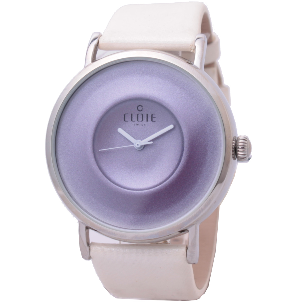 CLOIE 同心波紋耀眼腕錶-紫x白色錶帶/44mm