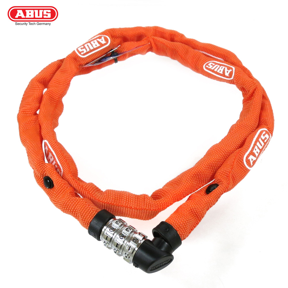 ABUS 德國防盜鎖 1200web Combo Chain 110cm單車密碼鎖-橘