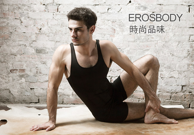 EROSBODY 艾若斯健美 男士 背心束腹健身塑身衣 黑色