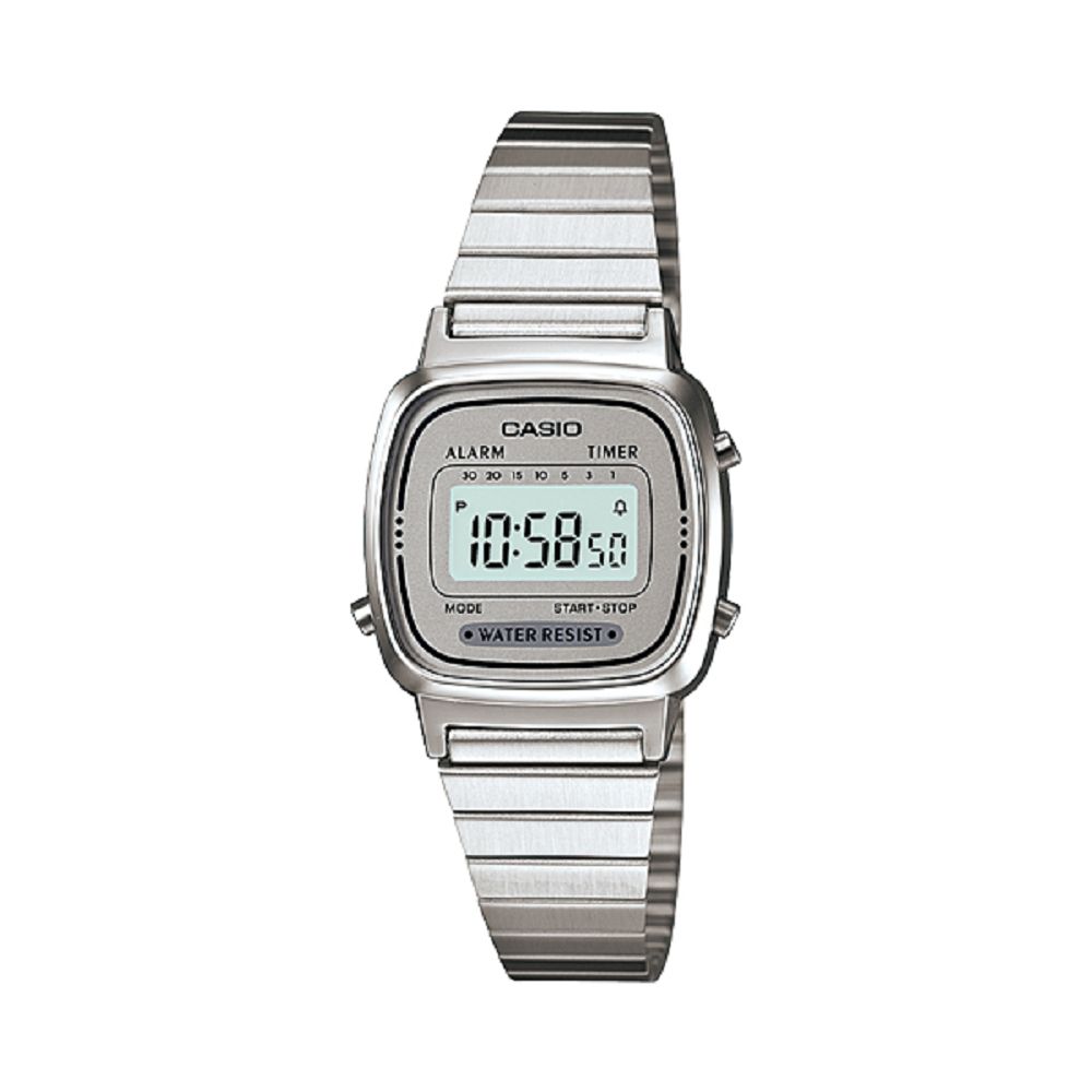 CASIO 經典復古風數位女腕錶(LA670WA-7)-灰銀框/24.6mm