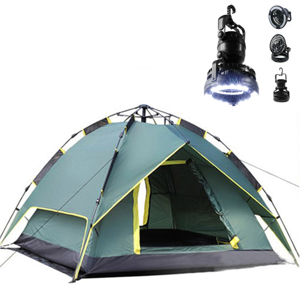 3用多功能防水抗紫外線戶外雙層帳篷配露營桌上車內2用led露營燈電扇