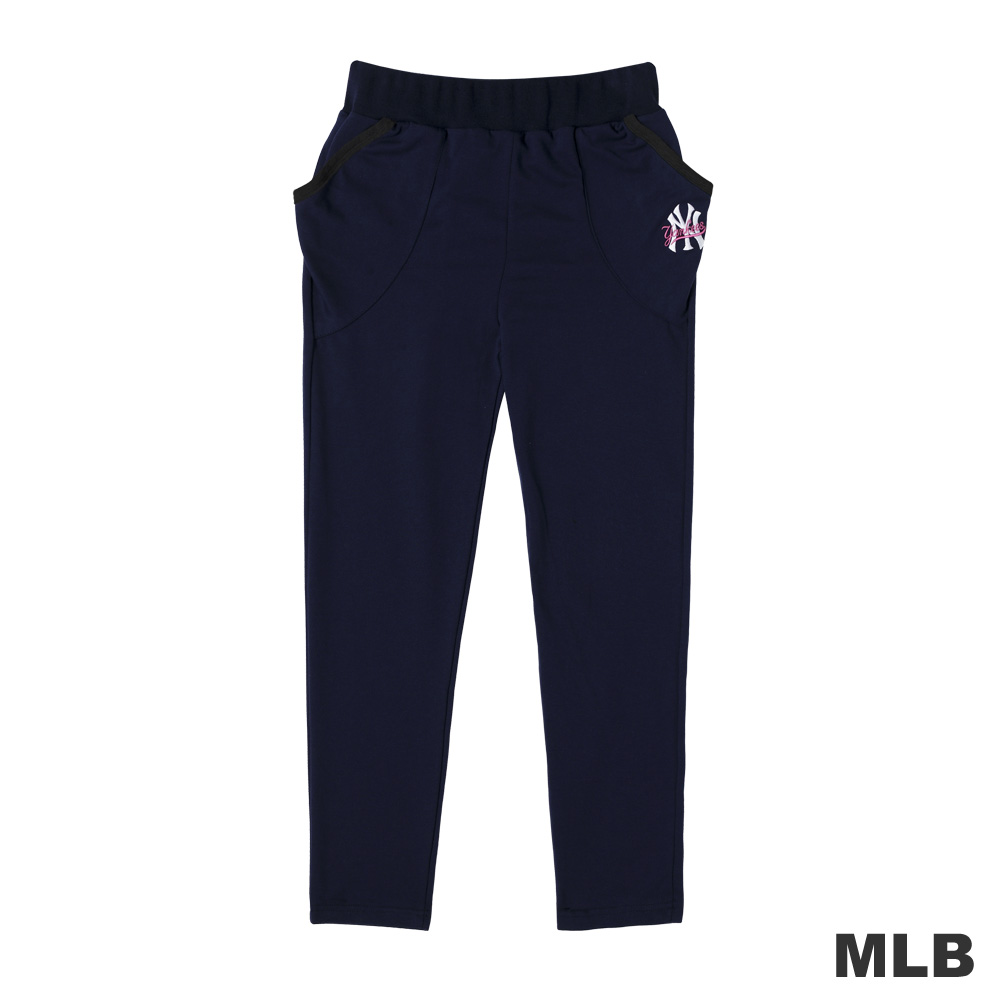 MLB-紐約洋基隊飛鼠式口袋設計運動長褲-深藍(女)