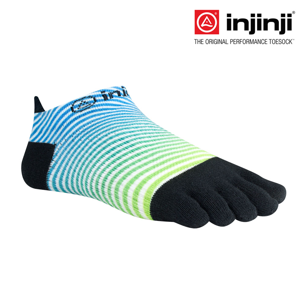 【Injinji】RUN女性輕量吸排五趾隱形襪-波紋藍