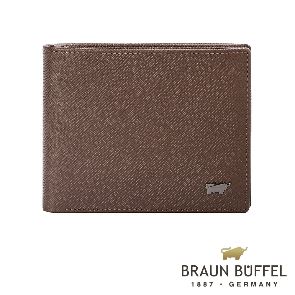 BRAUN BUFFEL - RUFINO洛非諾系列8卡中間翻零錢皮夾 - 可可棕