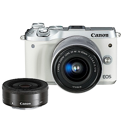 CANON EOS M6+15-45mm+EF-M 22mm 全新限量白 雙鏡組*(平輸)