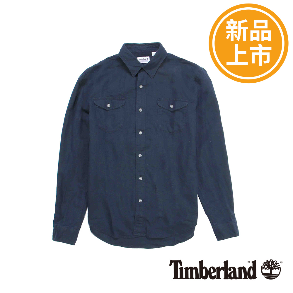 Timberland 男款暗藍色Mill River長袖漸層襯衫