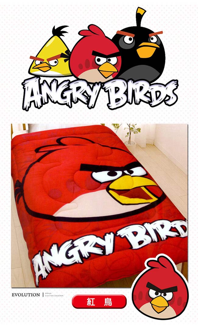 ANGRY BIRDS 憤怒鳥搖粒絨暖暖厚毯被5x6.5呎 綠豬