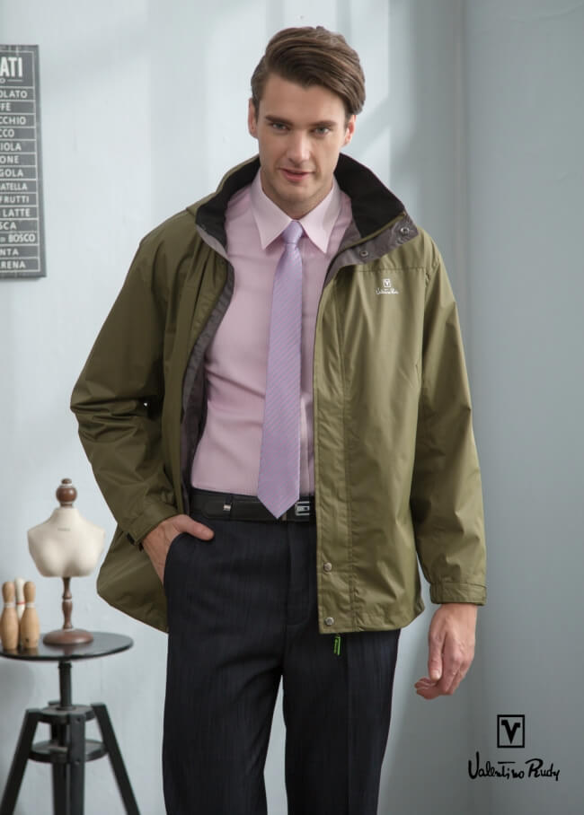 Valentino Rudy范倫鐵諾.路迪 防水透氣連帽機能短風衣-軍綠