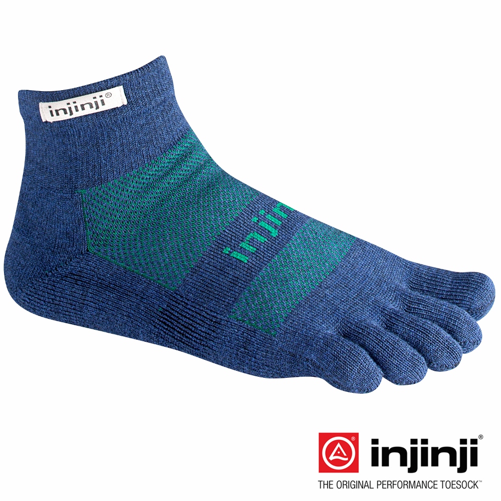 【Injinji】Outdoor戶外避震羊毛五趾短襪-丈青