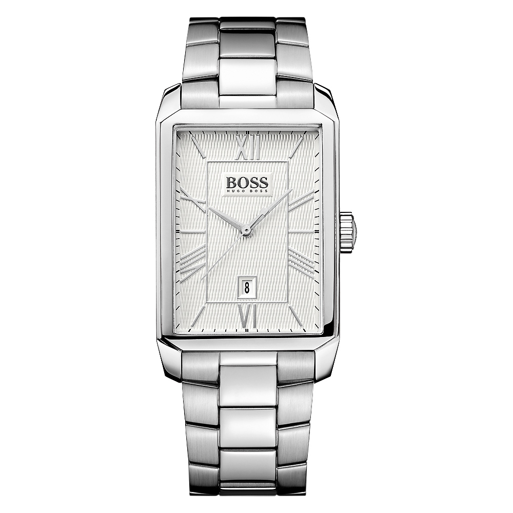 Hugo Boss 簡約羅馬時尚腕錶-銀/31x51mm