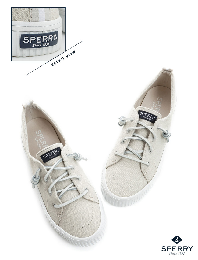 SPERRY 街頭風尚經典帆布帆船鞋(女)-象牙白