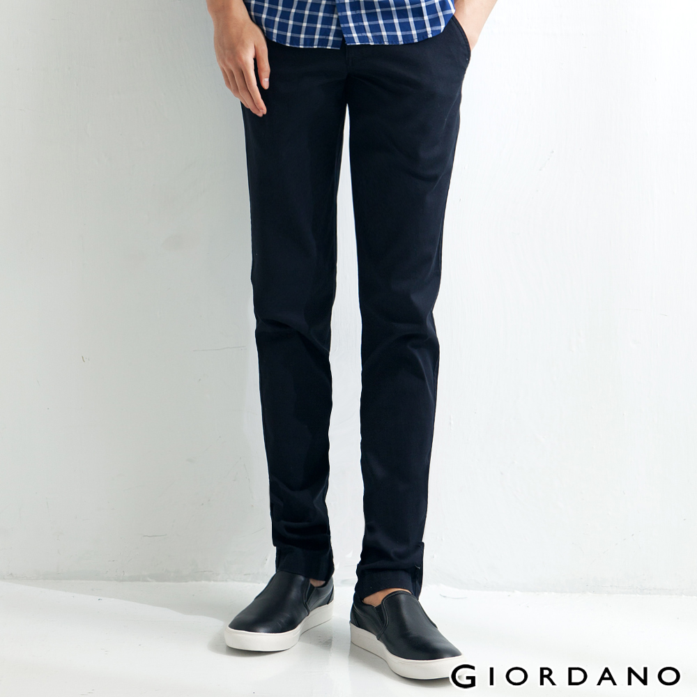 GIORDANO 男裝低腰修身窄管彈性休閒褲-09經典黑