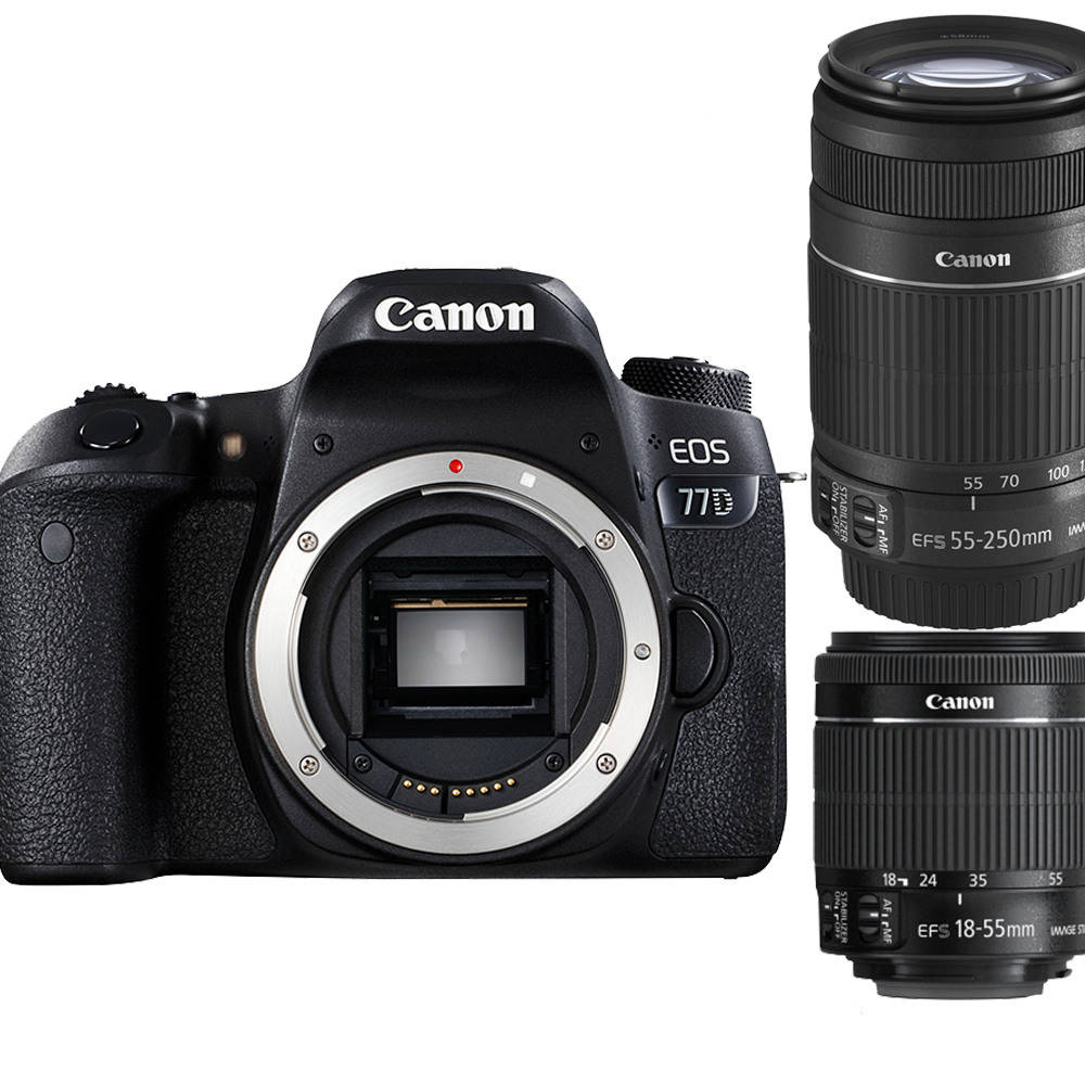 【快】Canon EOS 77D+18-55mm+55-250mm IS II(平輸中文)