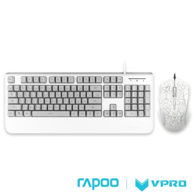 雷柏 RAPOO VPRO V110炫彩背光電競鍵盤滑鼠組-白