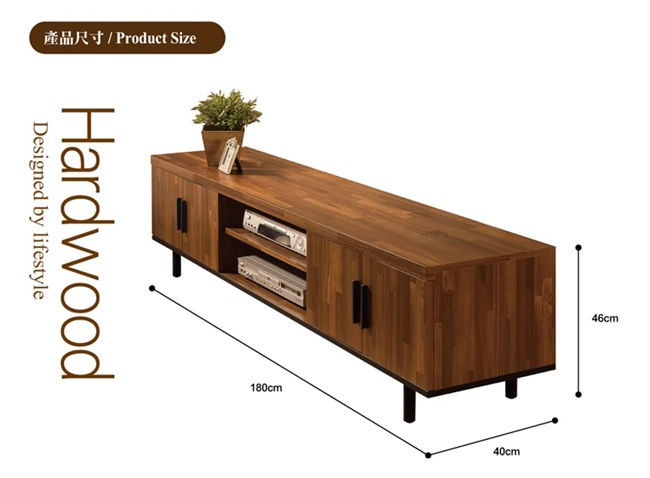日本直人木業傢俱-工業生活180CM電視櫃(180x40x46cm)免組