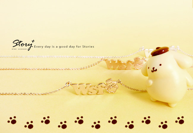 STORY故事銀飾-經典款布丁狗-訂製字母純銀項鍊(8字內)