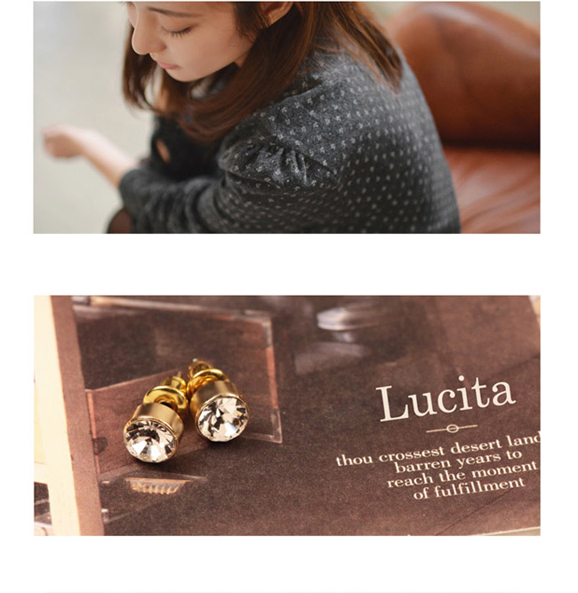 Lucita 耳環 彩鑽金邊耳環 (經典白)