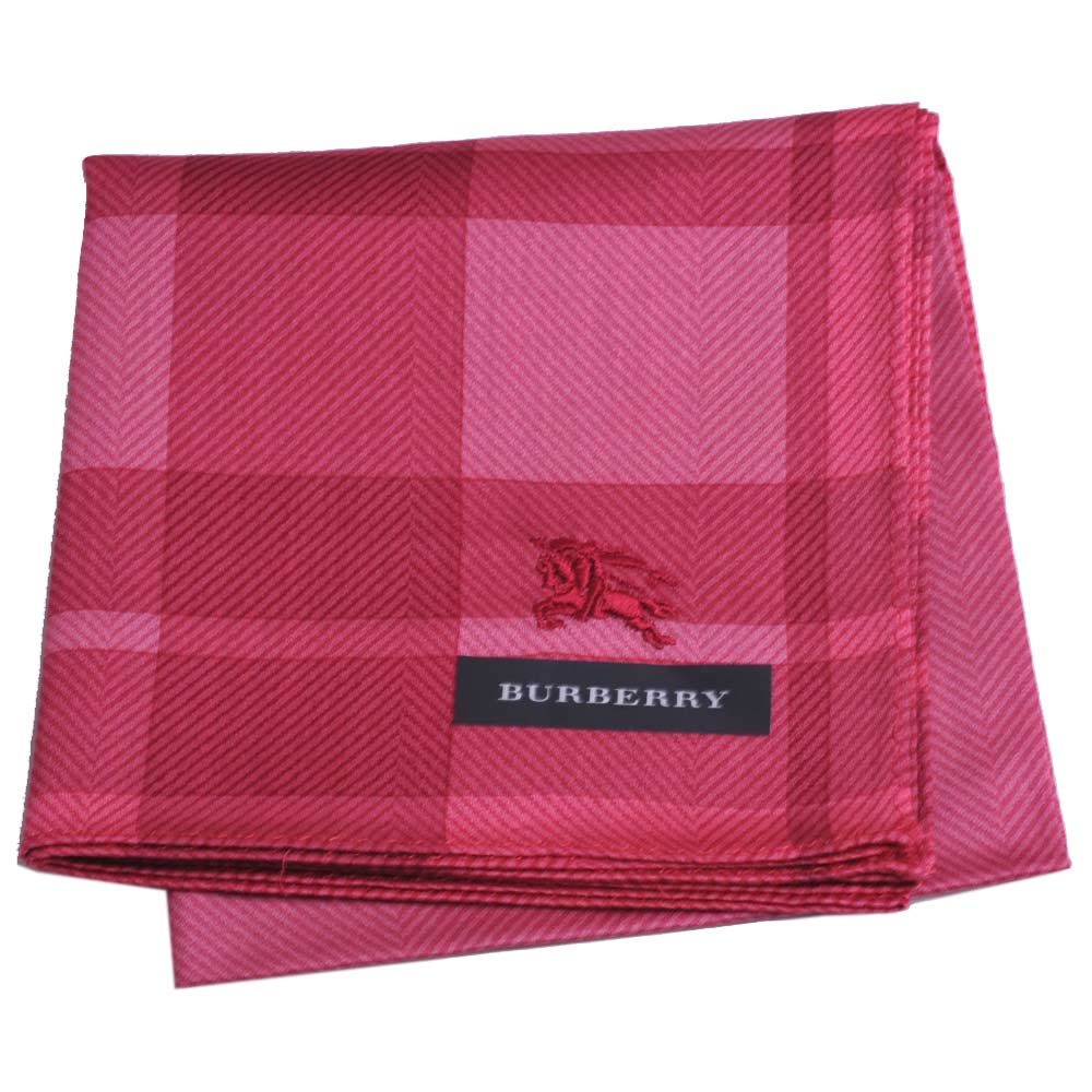 BURBERRY 經典戰馬刺繡大正格紋LOGO帕領巾(桃紅)