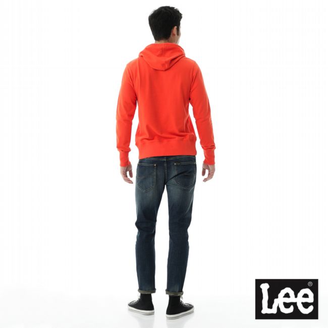 Lee 連帽厚T 白色文字印刷-男款-橘