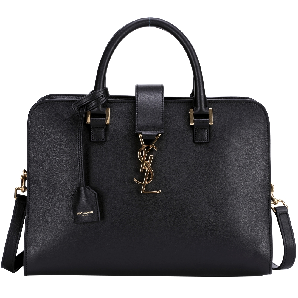 YSL Saint Laurent CABAS MONOGRAM 小牛皮兩用包(小/黑色)